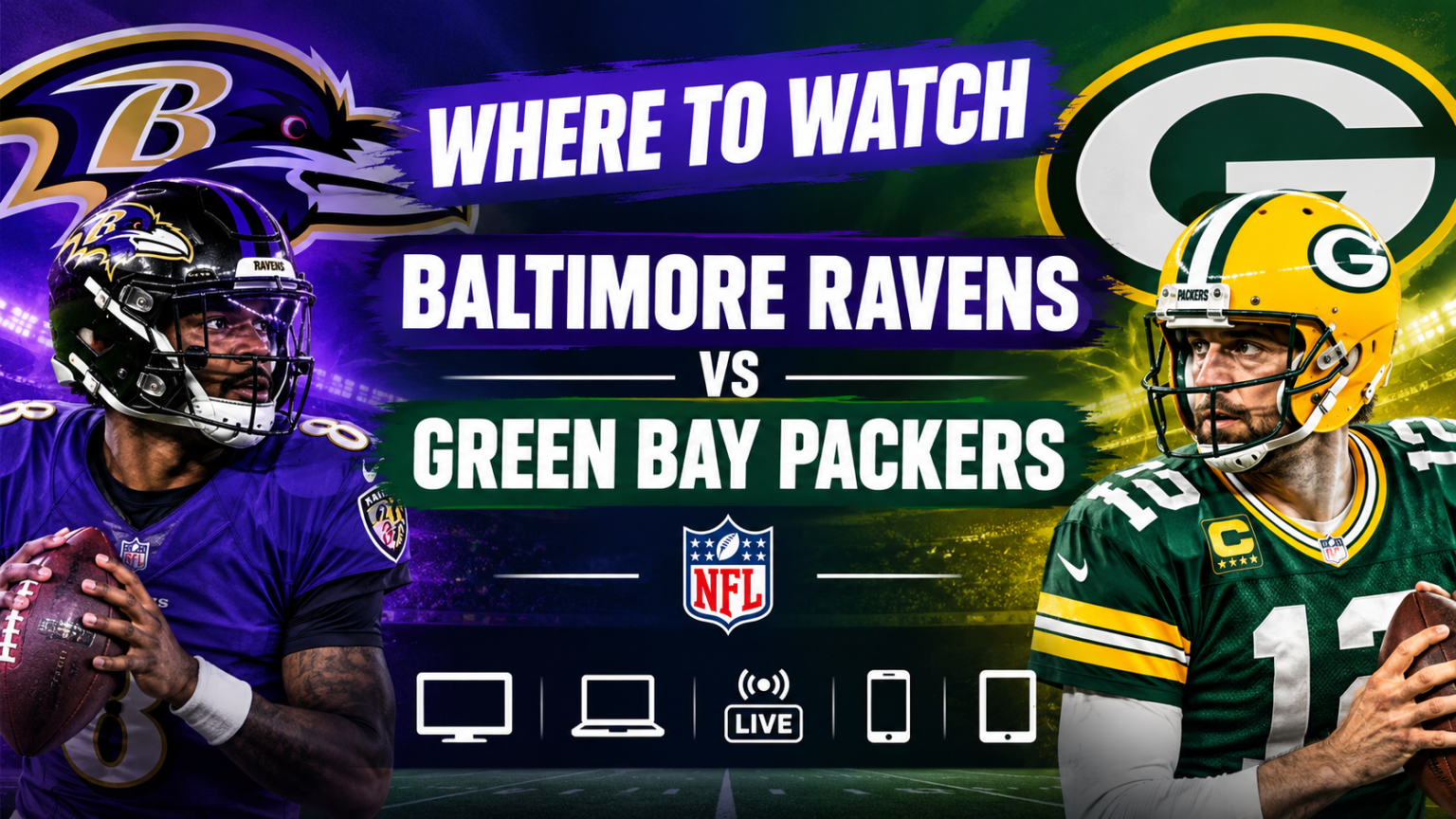 Where to Watch Baltimore Ravens vs Green Bay