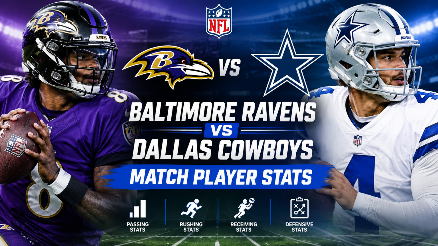 Baltimore Ravens vs Dallas Cowboys Match Player Stats Baltimore Ravens vs Dallas Cowboys Match Player