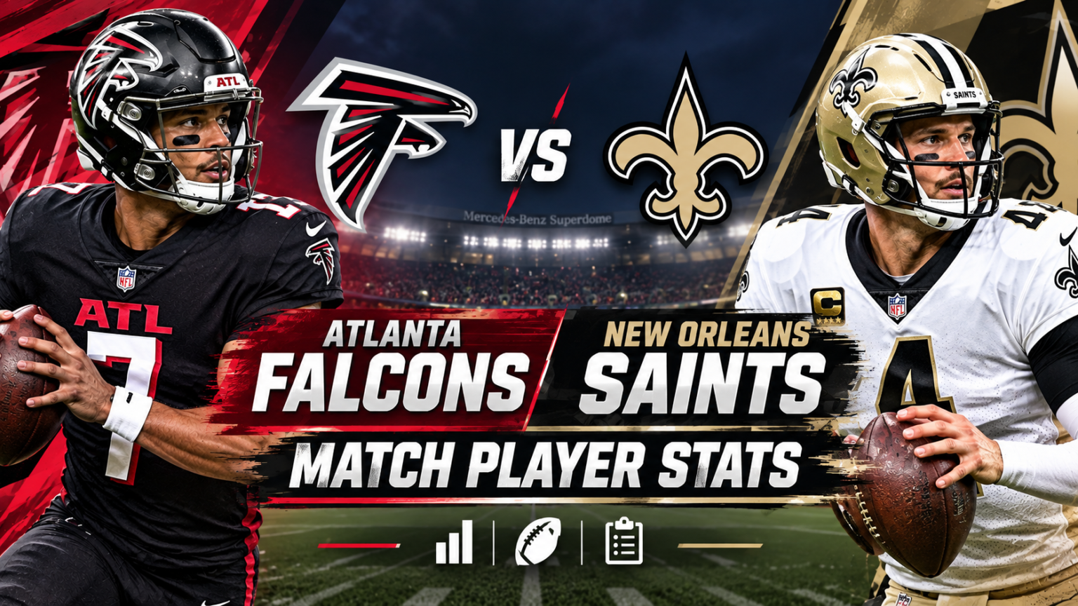 Atlanta Falcons vs New Orleans Saints Match Player Stats