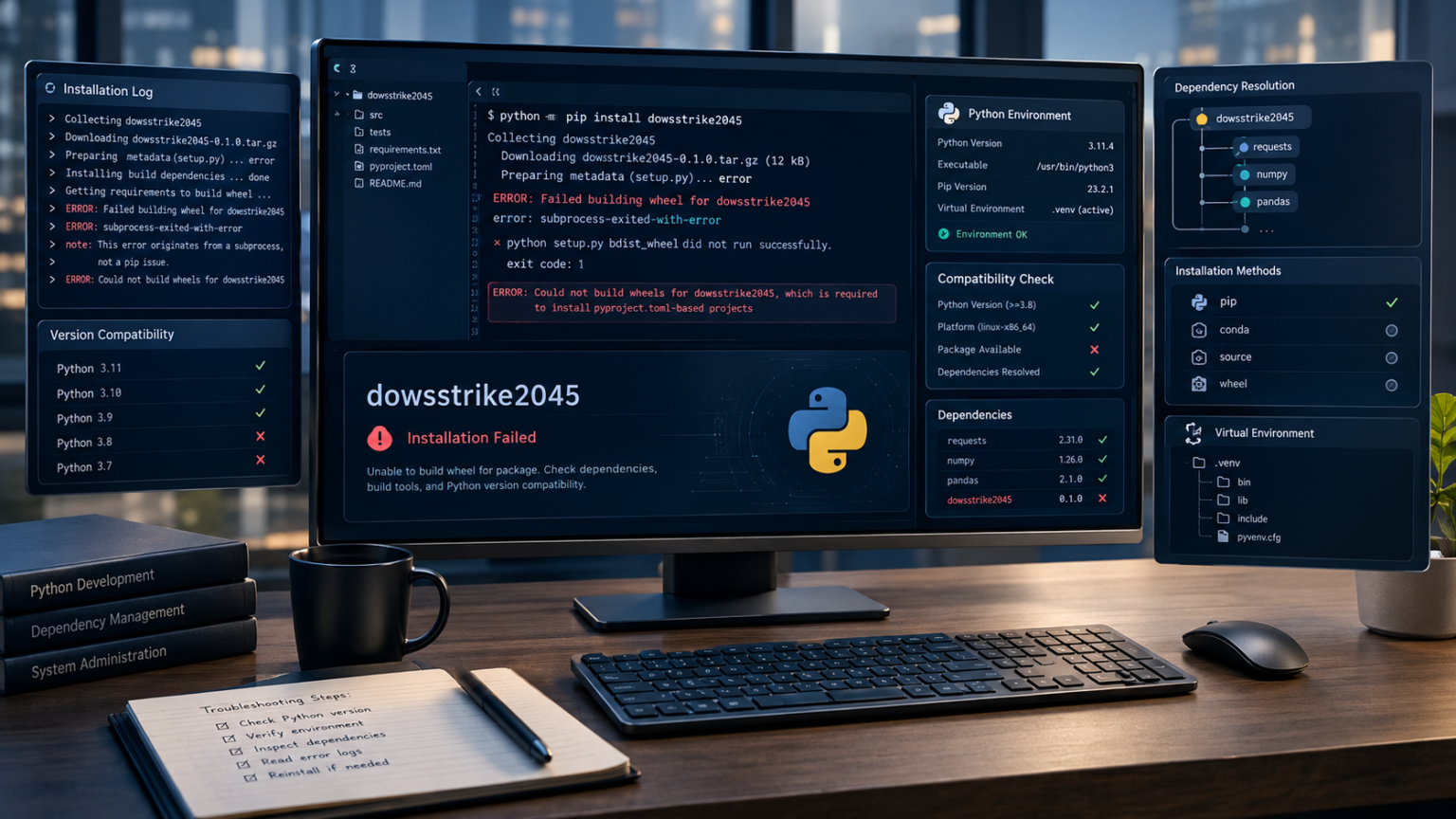 install dowsstrike2045 python failed